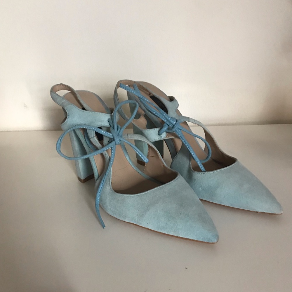 Zara lace-up blue heels - Picture 1 of 3